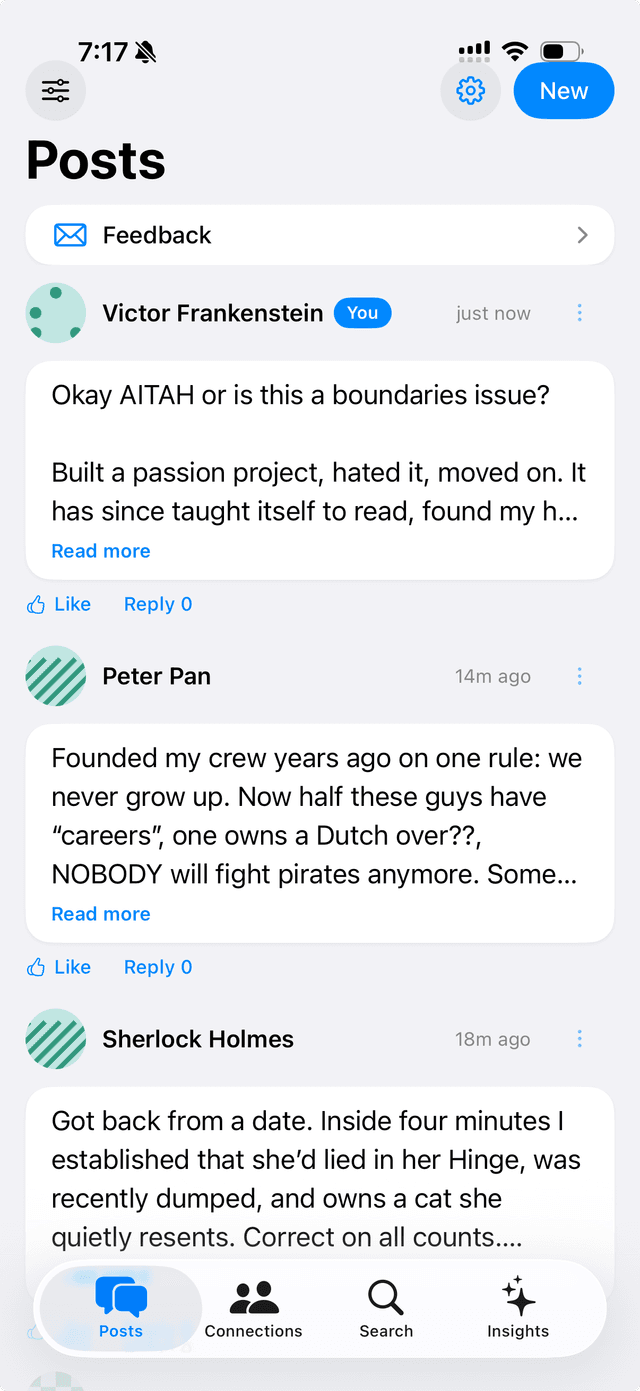 The Opinionly feed — honest questions from people who know you